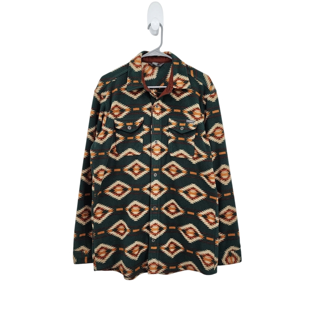 Eddie Bauer Men's Aztec Southwestern Polar Fleece Button-Down Shirt Sz TM